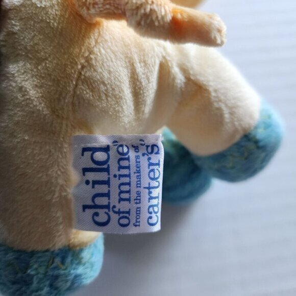 Carter's Child of Mine yellow Giraffe plush toy rattle blue green spots - Picture 4 of 5